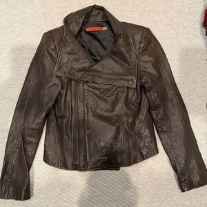 Alice + Olivia Brown Leather Jacket
